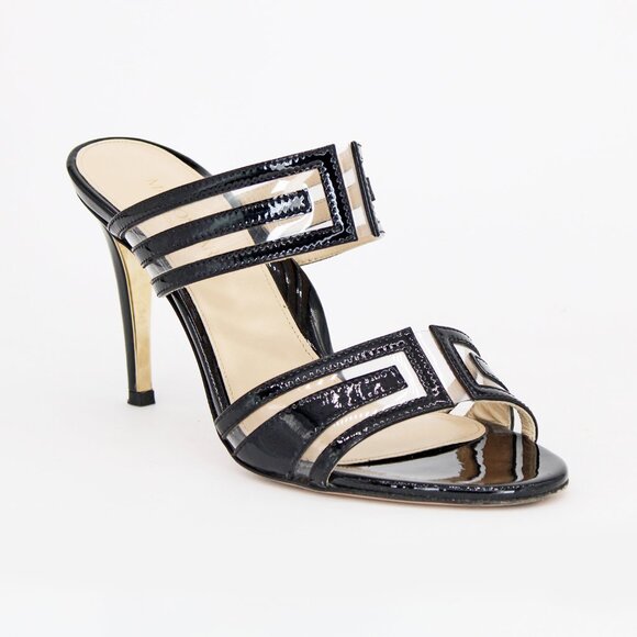 Marion Parke 'Larkin' geometric pvc slide sandals - Black - Picture 2 of 10